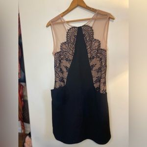 BCBGMaxAzria Black and Nude Lace Mini Dress
